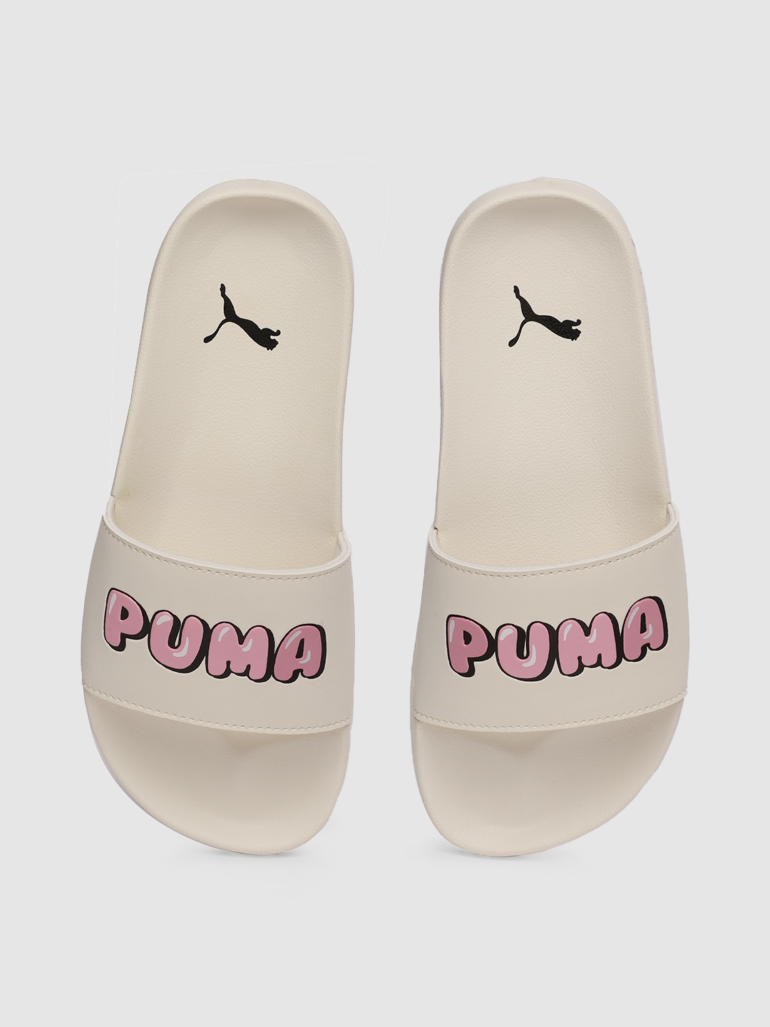 

Puma Unisex White & Pink Printed Sliders