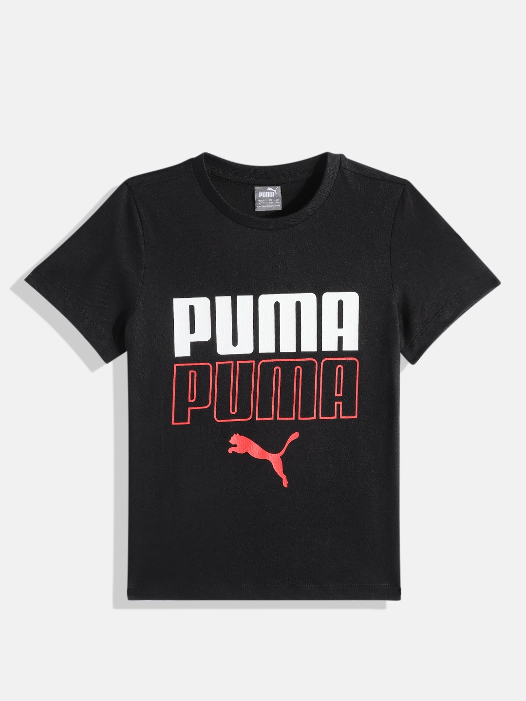 

Puma Boys Black Graphic Youth ll Logo Print Round Neck Pure Cotton T-shirt