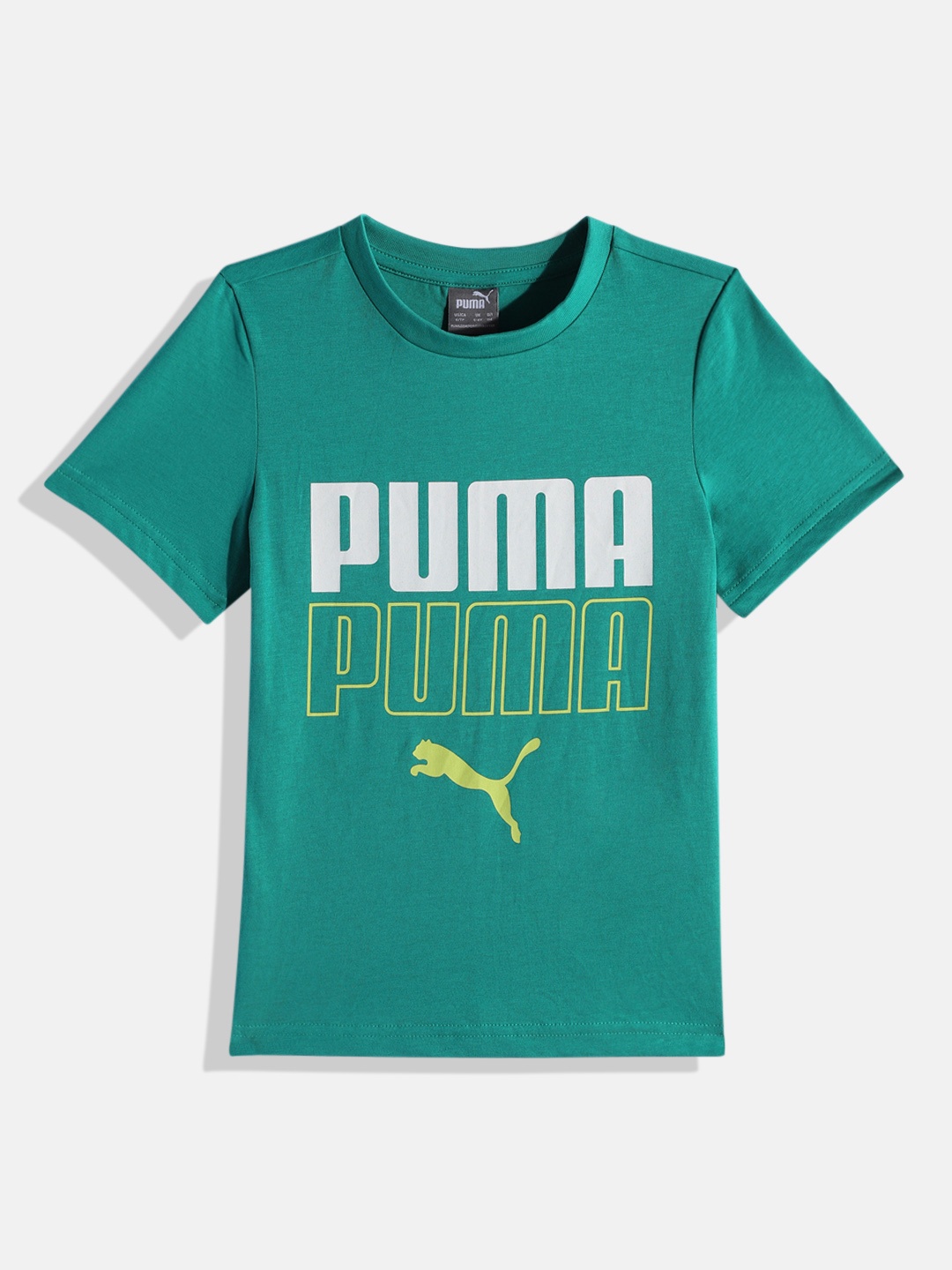 

Puma Boys Sea Green Graphic Youth ll Logo Print Round Neck Pure Cotton T-shirt