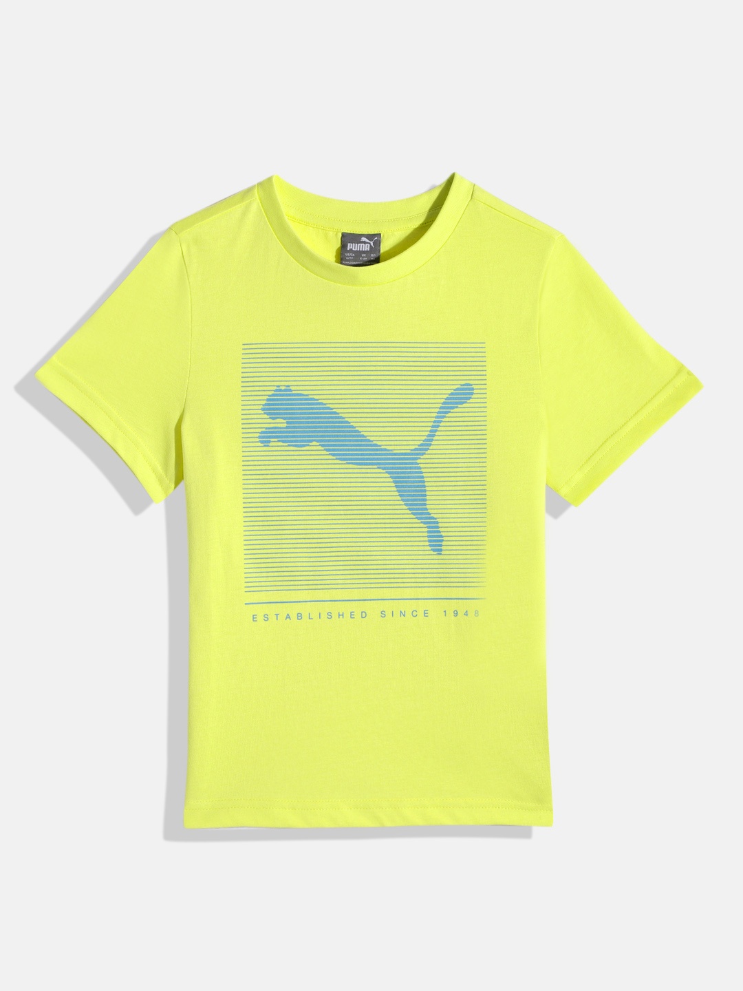 

Puma Boys Lime Green Graphic VI Youth Print Round Neck Pure Cotton Relaxed Fit T-shirt
