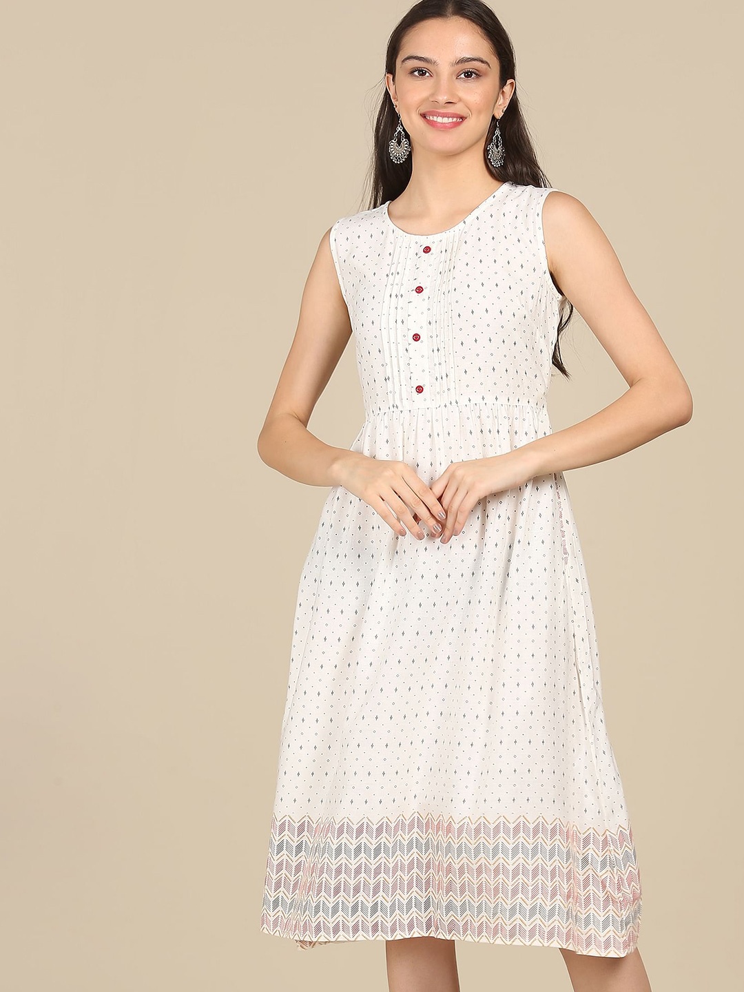 

Karigari White A-Line Dress