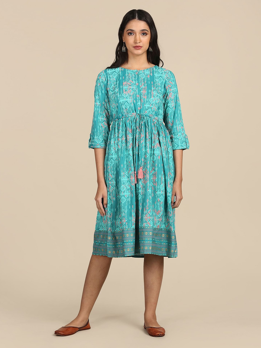 

Karigari Green Ethnic Motifs Dress