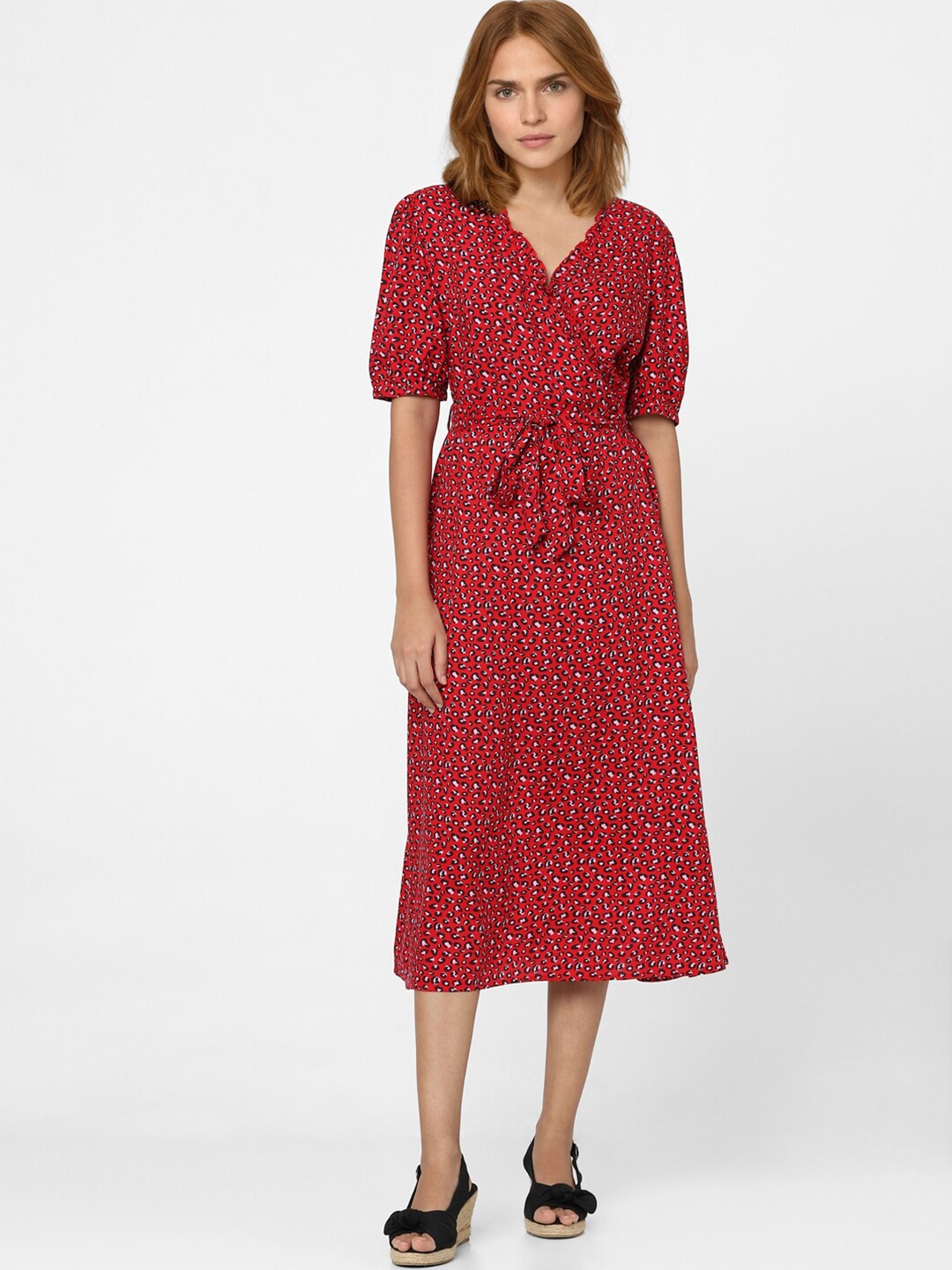 

Vero Moda Red & high risk red Floral Midi Dress