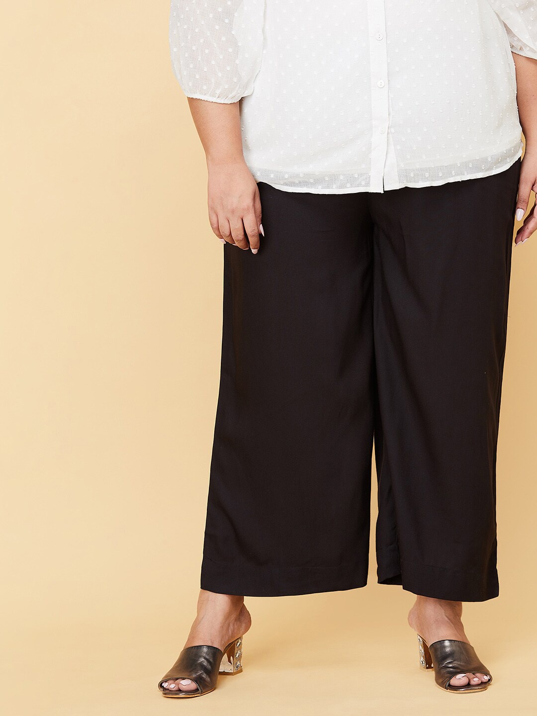 

max Women Plus Size Black Palazzos