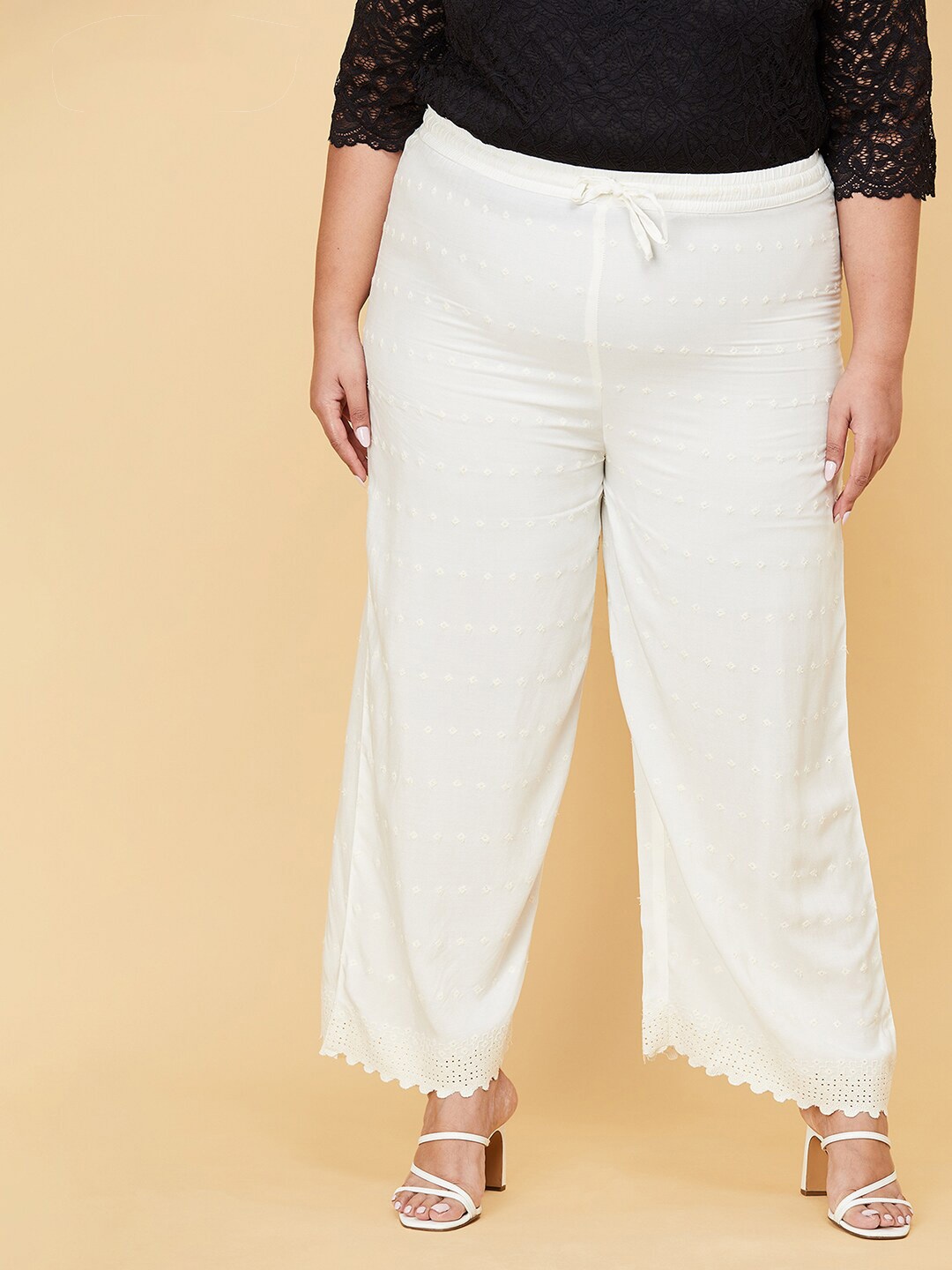 

max Women Plus Size Beige Palazzos