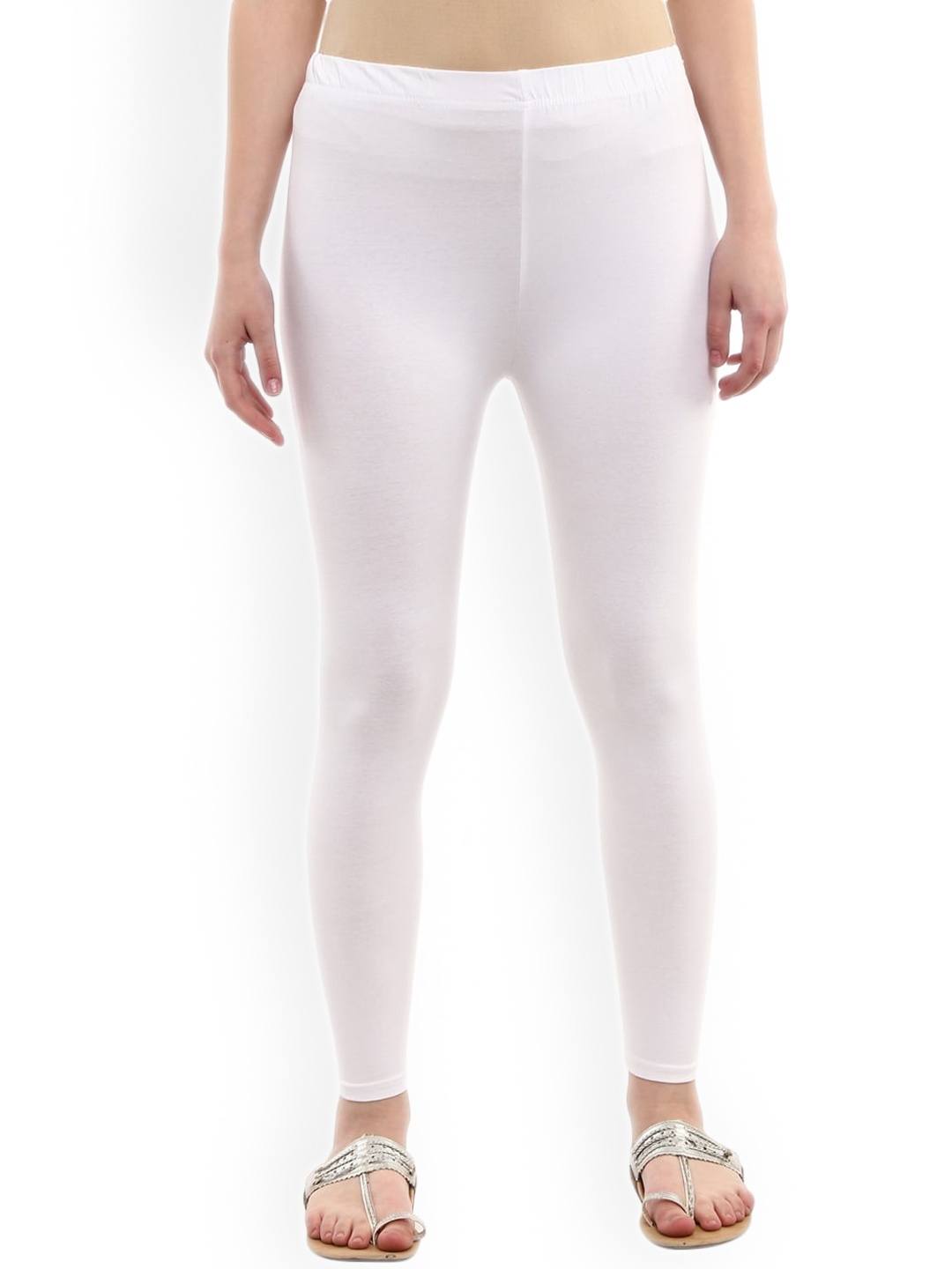 

V-Mart Women Off White Solid Ankle Length Leggings