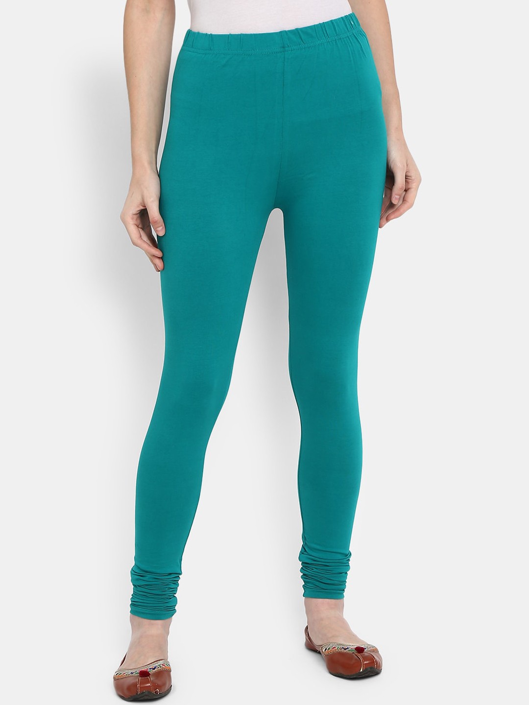 

V-Mart Women Teal Solid Ankle-Length Leggings