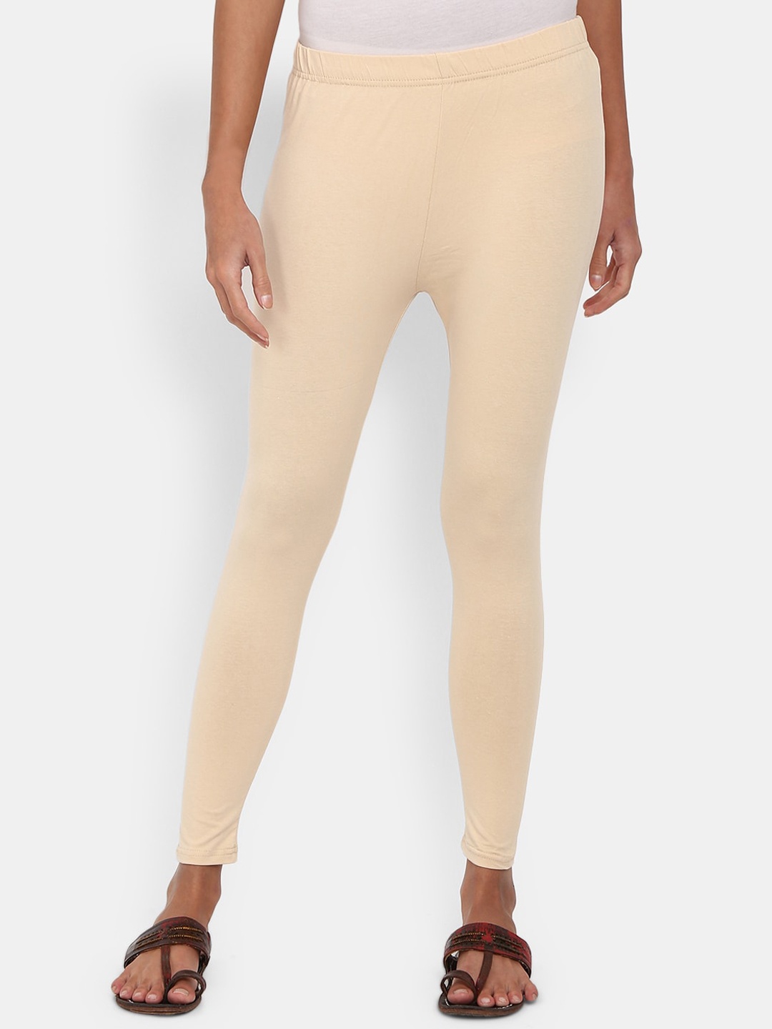 

V-Mart Women Beige Solid Ankle-Length Leggings