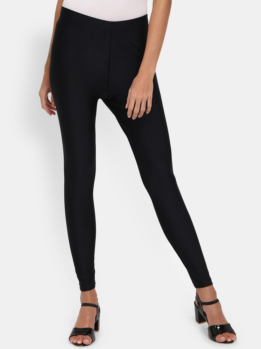 

V-Mart Women Black Solid Ankle-Length Cotton Leggings