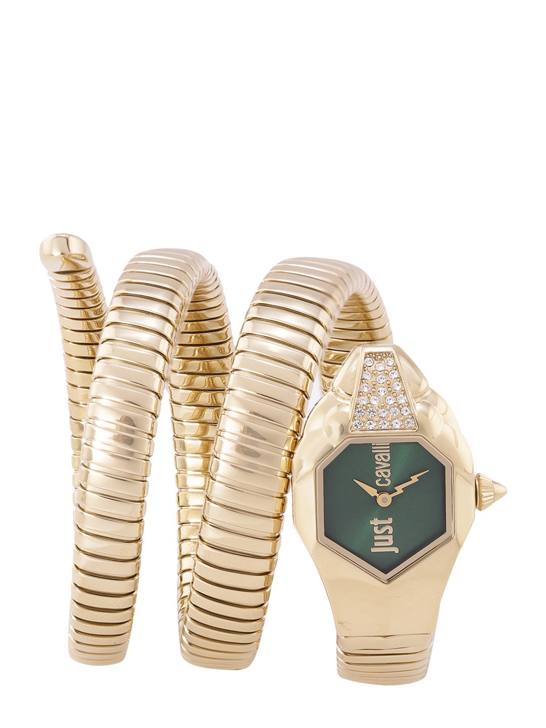 

Just Cavalli Women Green Dial & Gold Toned Wrap Around Straps Analogue Watch JC1L022M0065