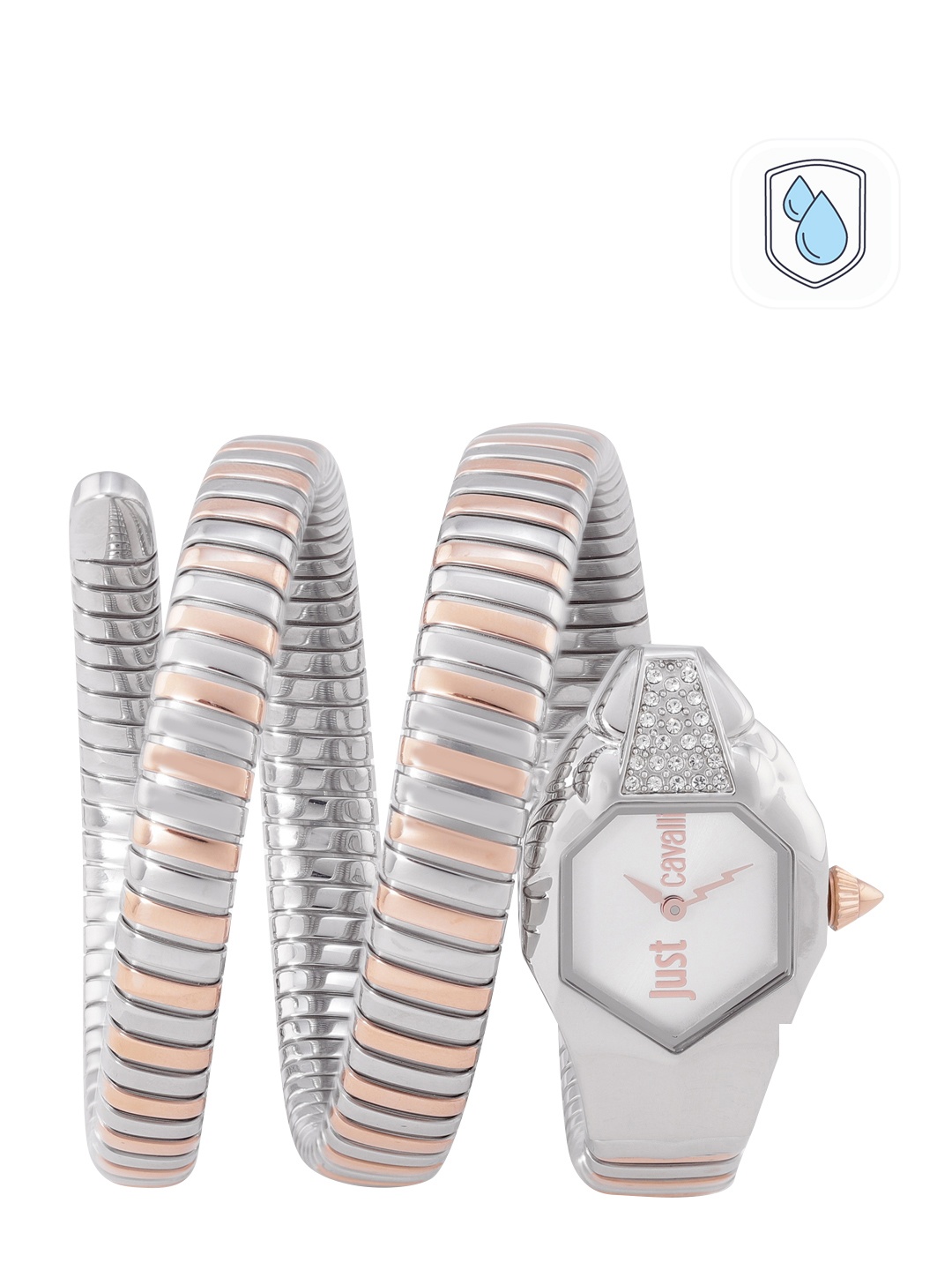 

Just Cavalli Women Silver-Toned Wrap Around Straps Analogue Watch JC1L022M0075
