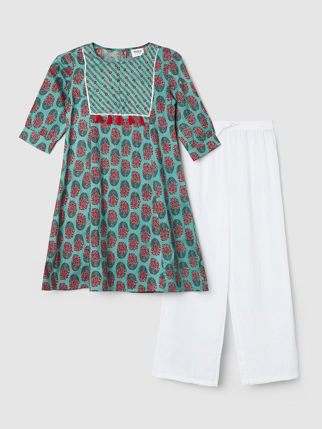 

max Girls Floral Printed Ethnic Palazzos, Green