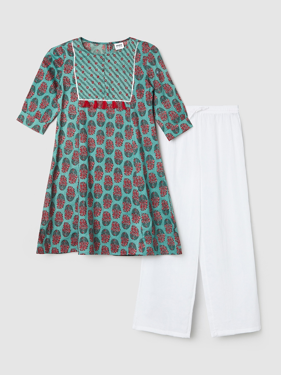 

max Girls Cotton Ethnic Palazzos, Green