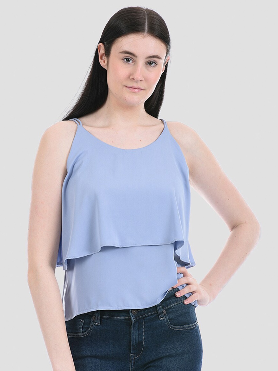 

Madame Blue & dark gunmetal Tiered Top