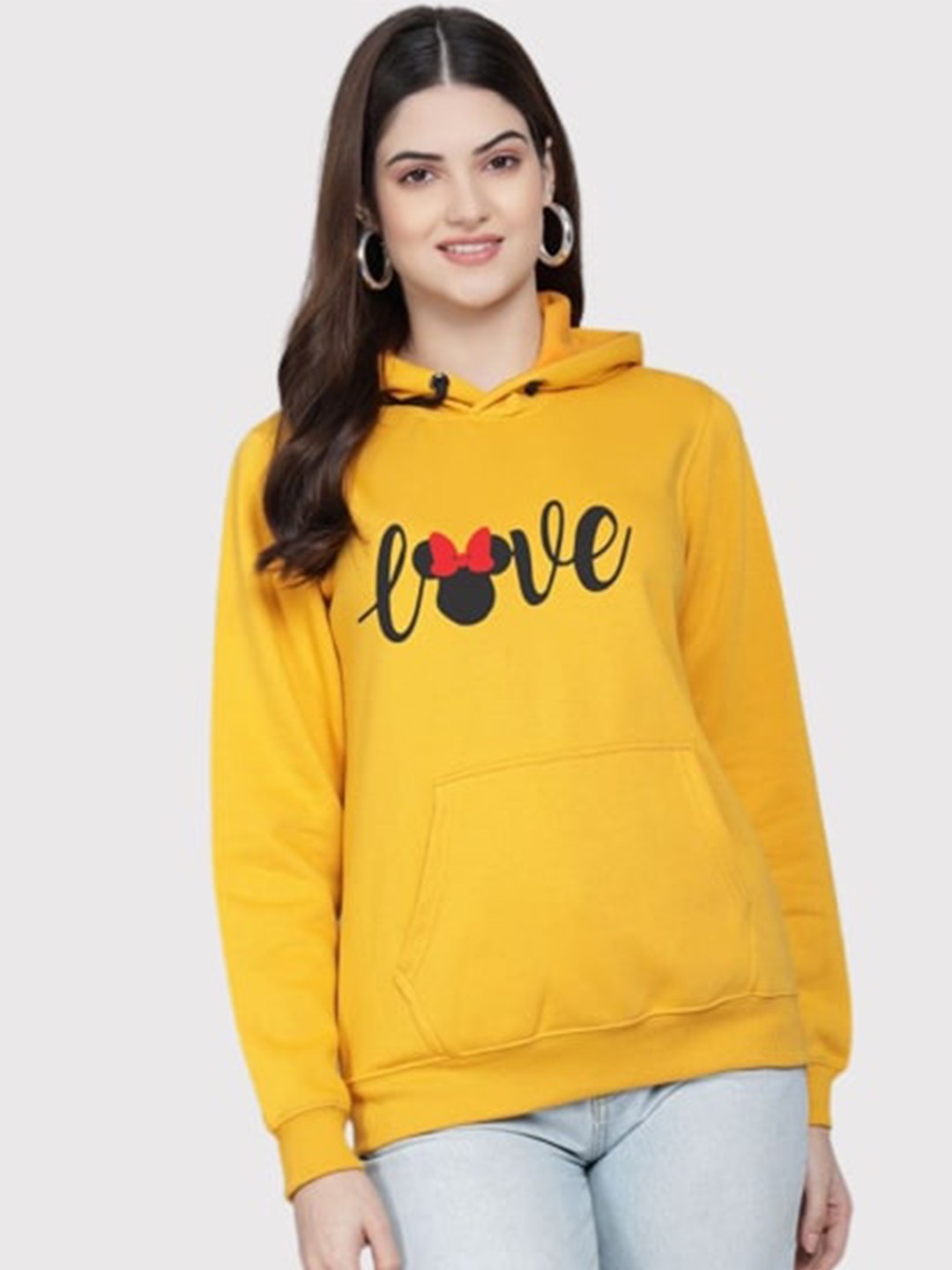 

PockMAN Women Mustard Hooded Sweatshirt