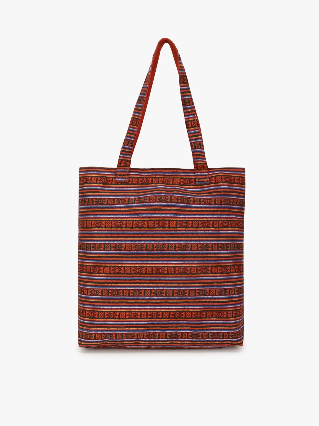 

Anekaant Rust Striped Structured Shoulder Bag