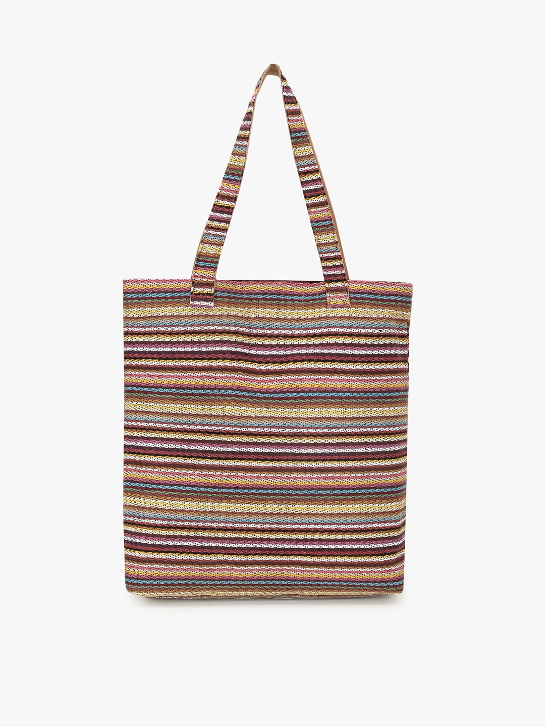 

Anekaant Multicoloured Striped Shopper Shoulder Bag, Multi