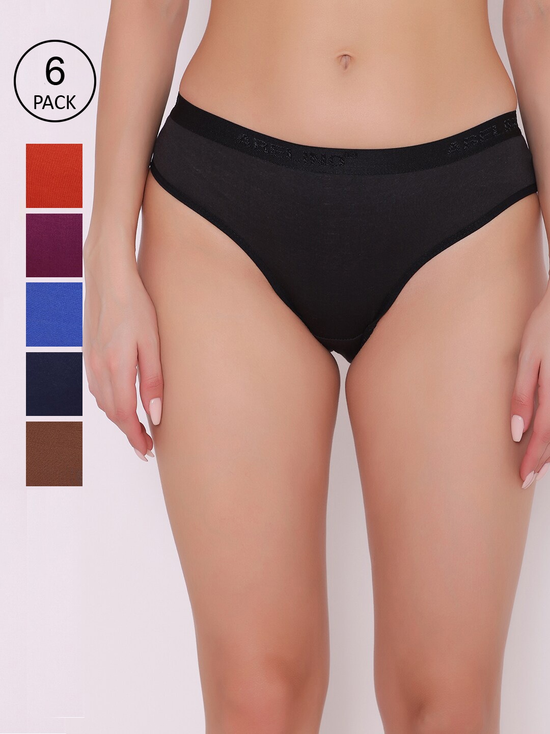

ABELINO Women Pack of 6 Assorted Bikini Briefs PANTY6PCPLAINOUTER5354