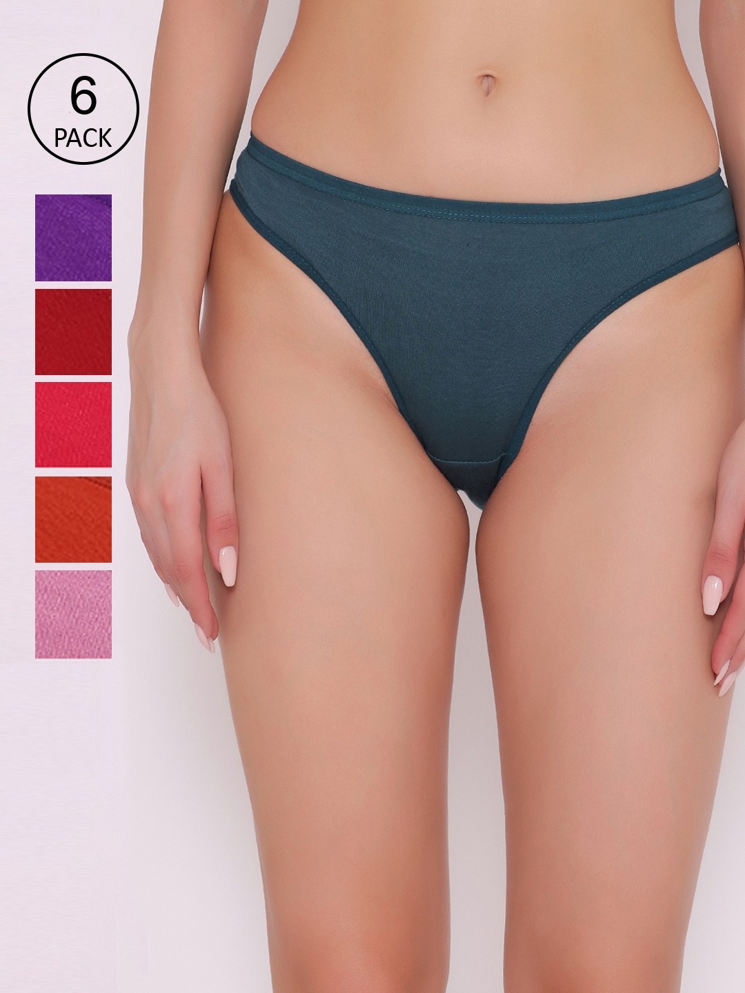 

ABELINO Women Pack of 6 Assorted Solid Bikini Briefs PANTY6PCPLAININNER5152, Purple