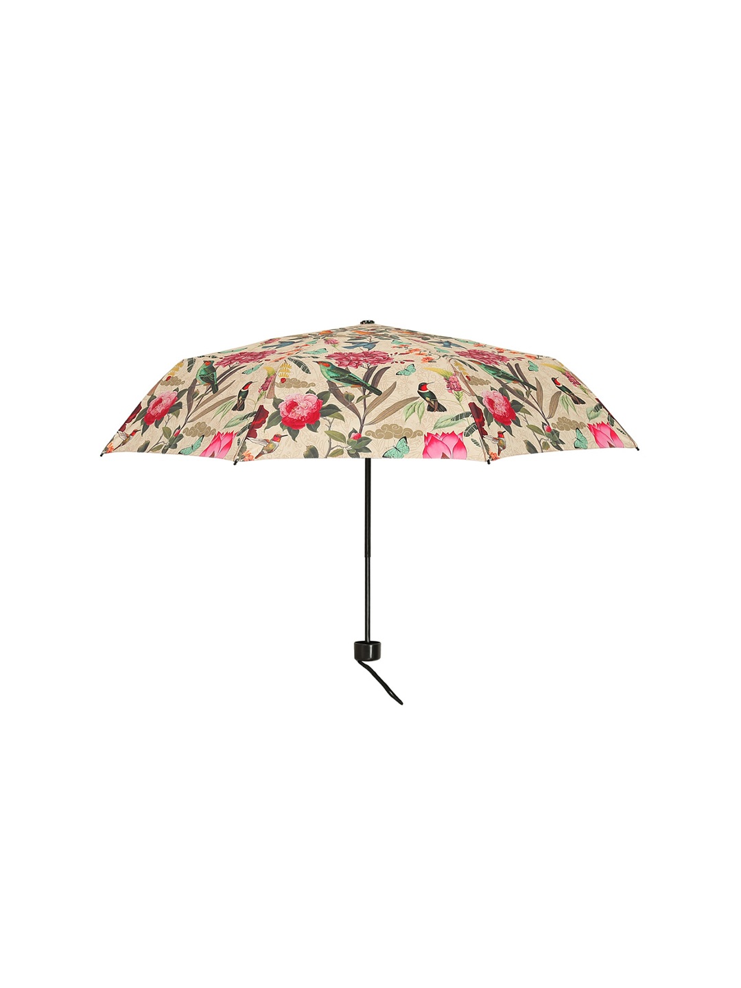 

India Circus by Krsnaa Mehta Beige Floral Printed 3-Folded Umbrella