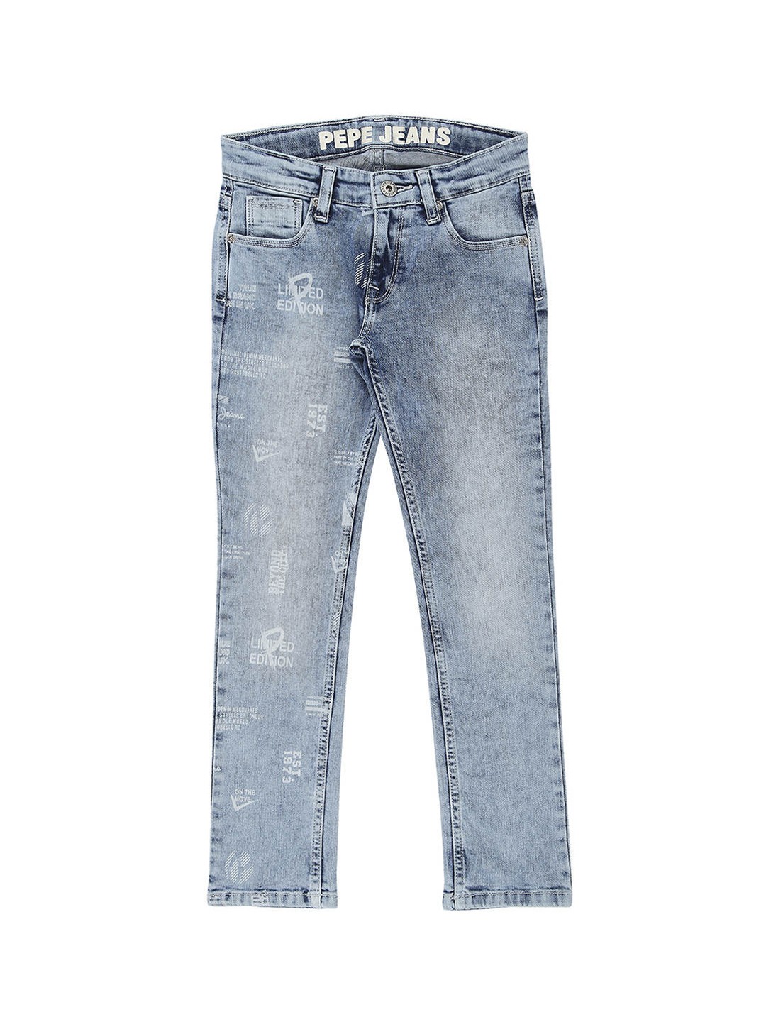 

Pepe Jeans Boys Slim Fit Mildly Distressed Heavy Fade Jeans, Blue