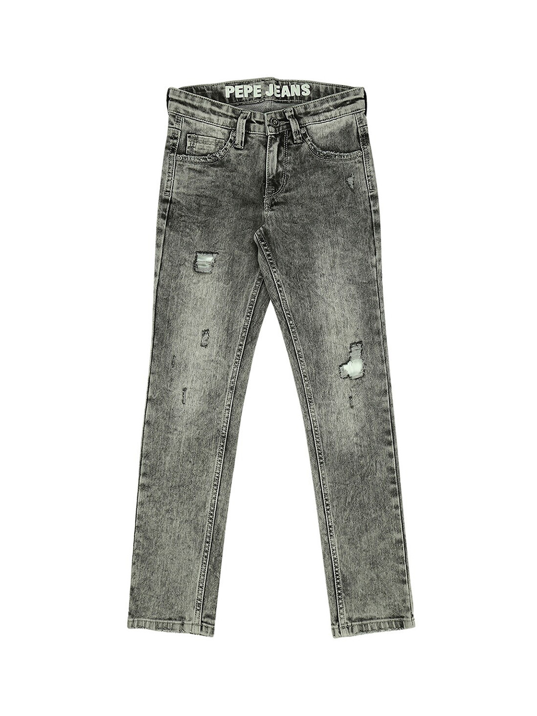 

Pepe Jeans Boys Slim Fit Mildly Distressed Heavy Fade Jeans, Grey