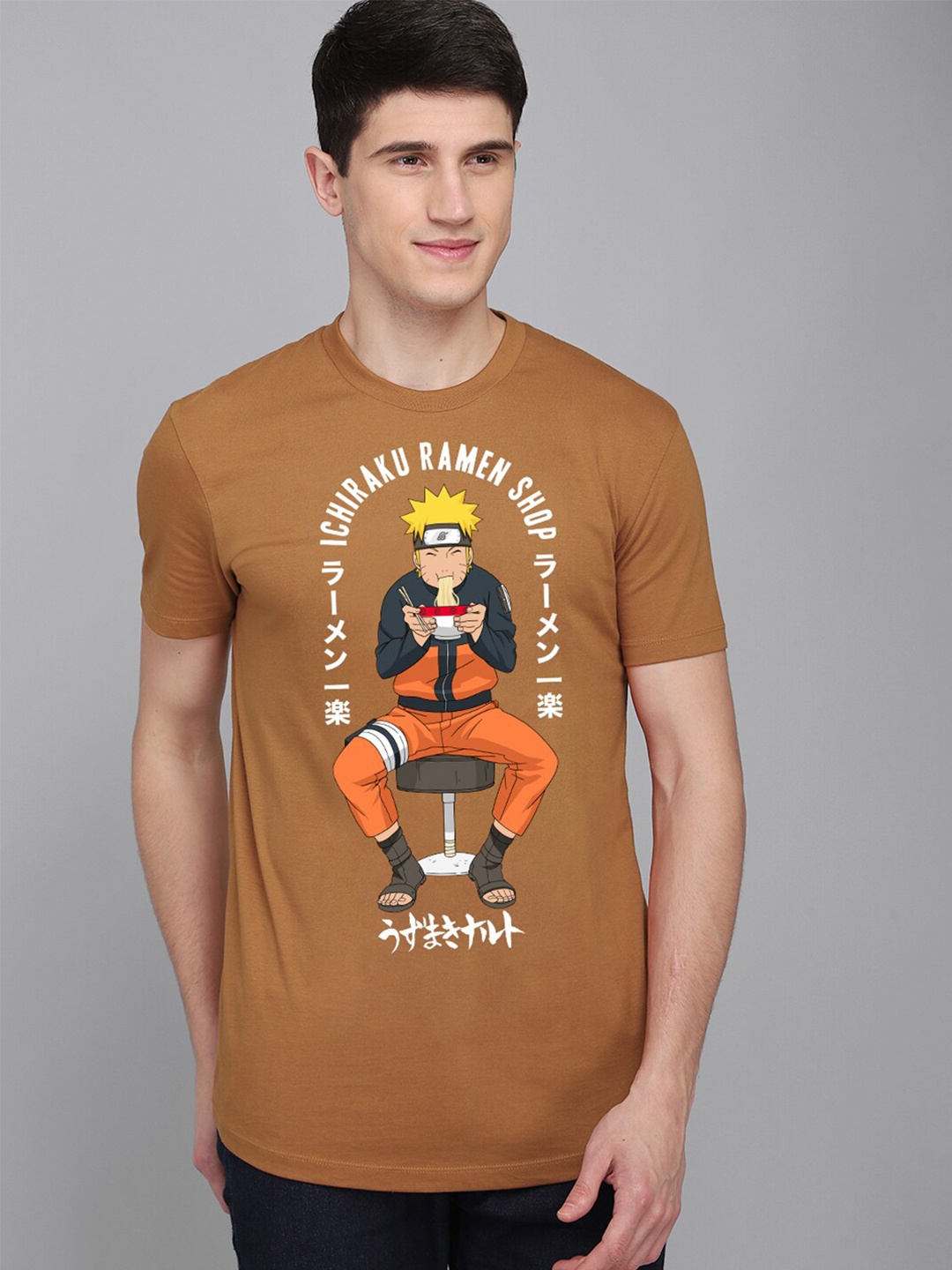 

Free Authority Men Brown & Orange Naruto Printed Pure Cotton T-Shirt