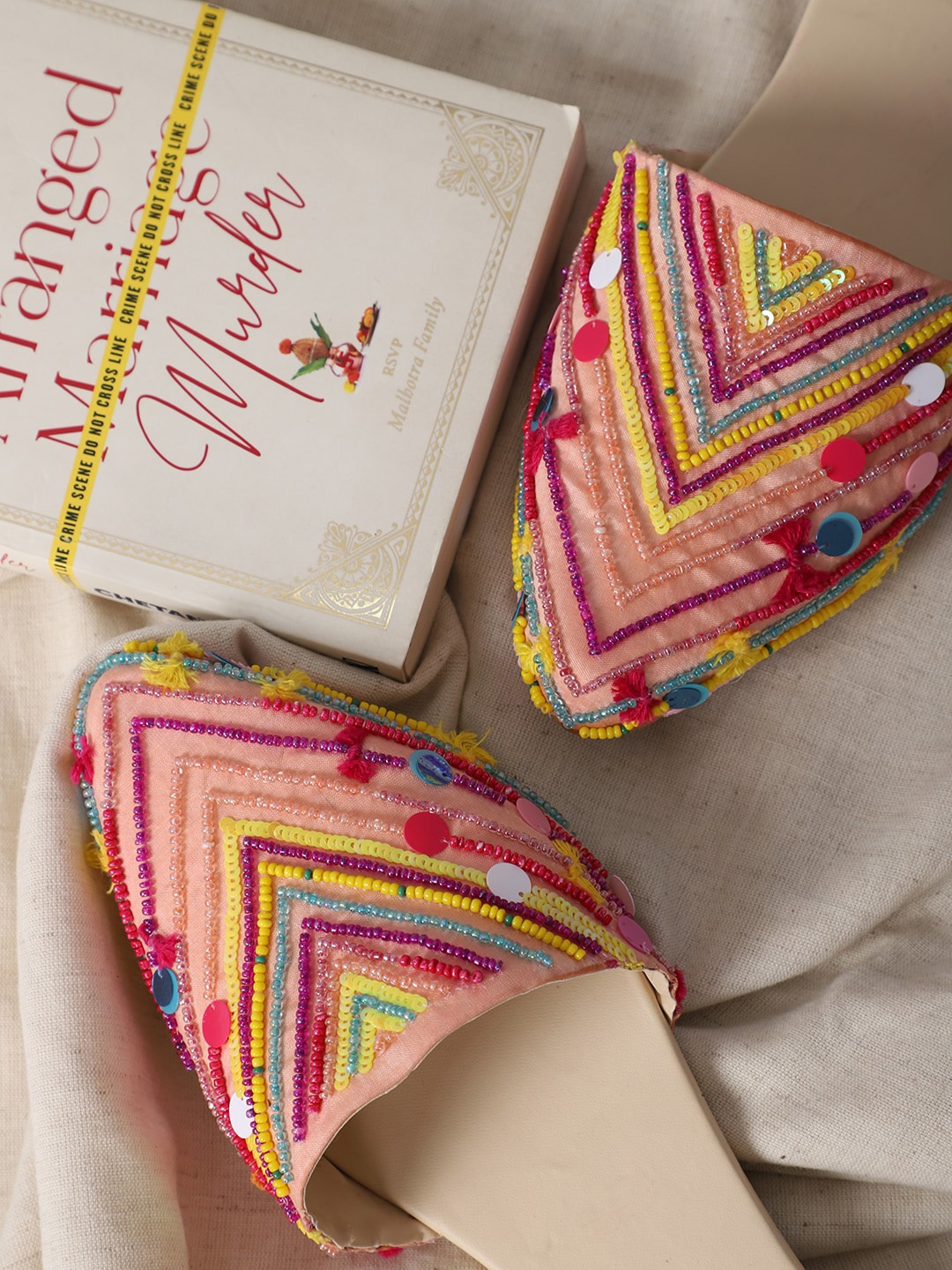 

GLAM STORY Women Pink Ethnic Mules Flats