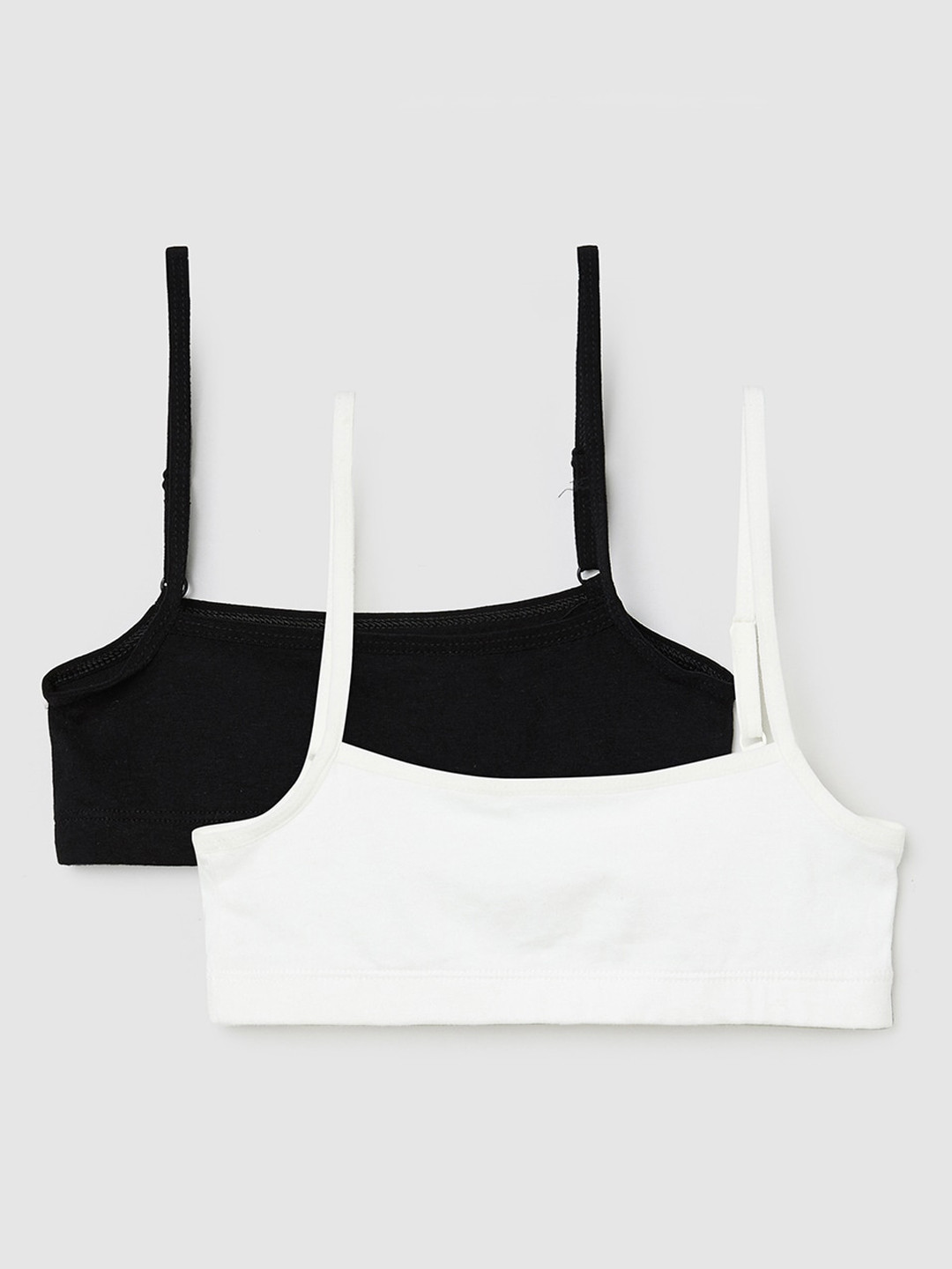 

max Girls Pack of 2 Solid Non-Padded Cotton Lycra Camisoles, Black