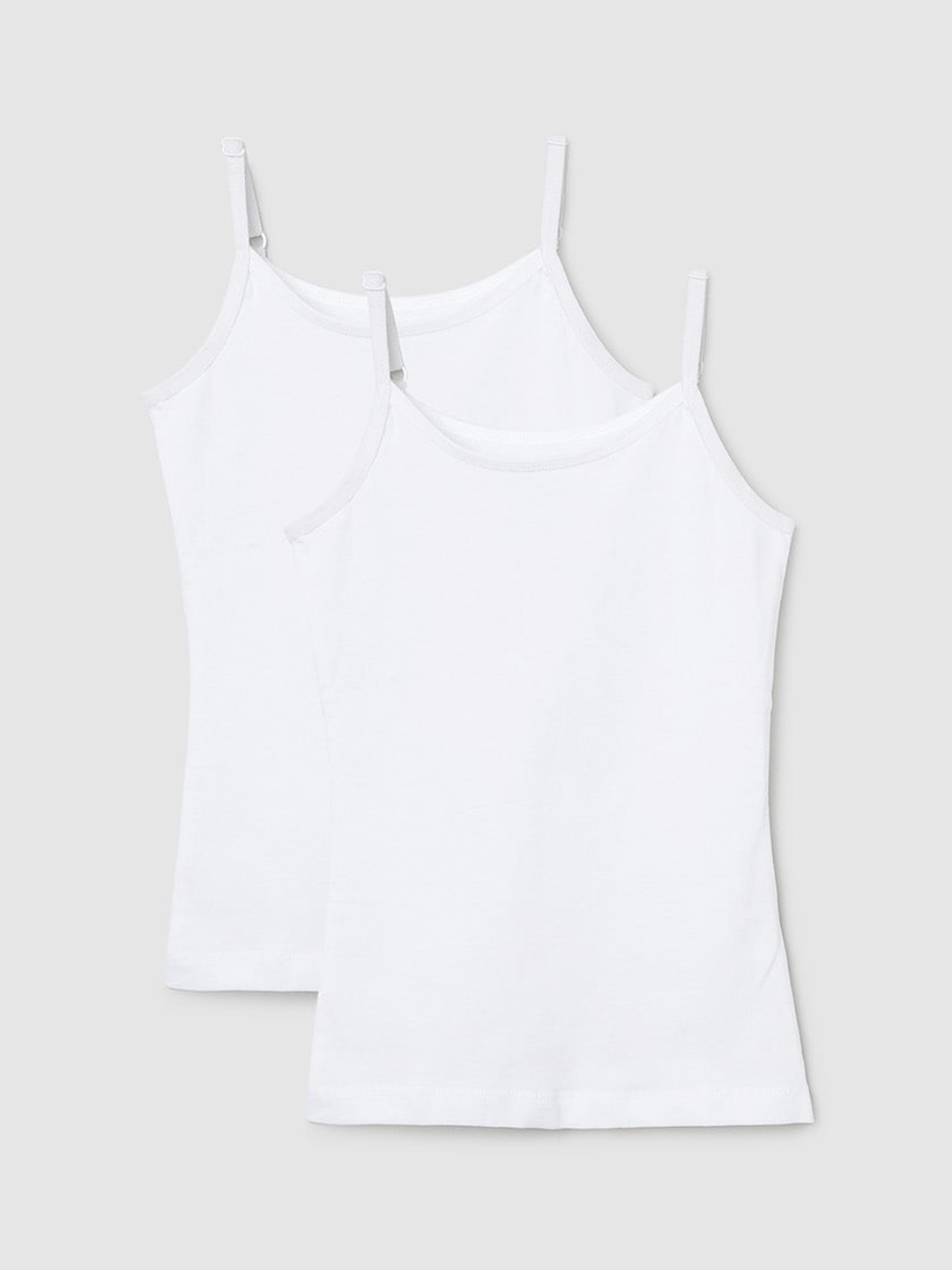 

max Girls Set Of 2 Solid Camisoles, White