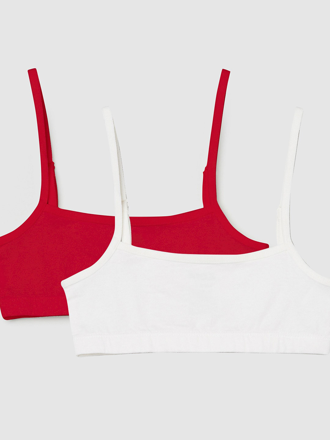 

max Girls Pack Of 2 Solid Cotton Camisoles, Red