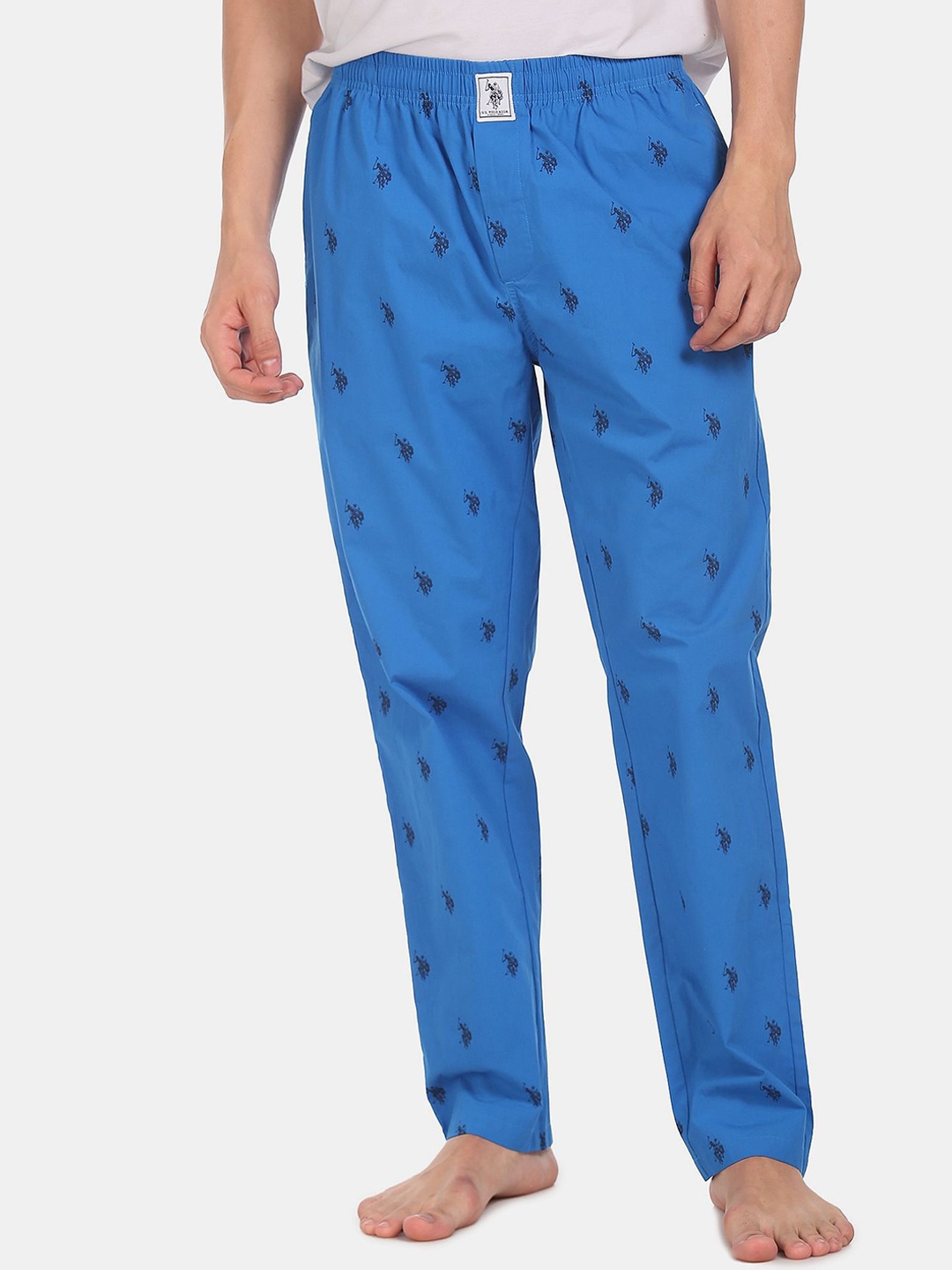 

U.S. Polo Assn. Men Blue & Black Printed Cotton Lounge Pant