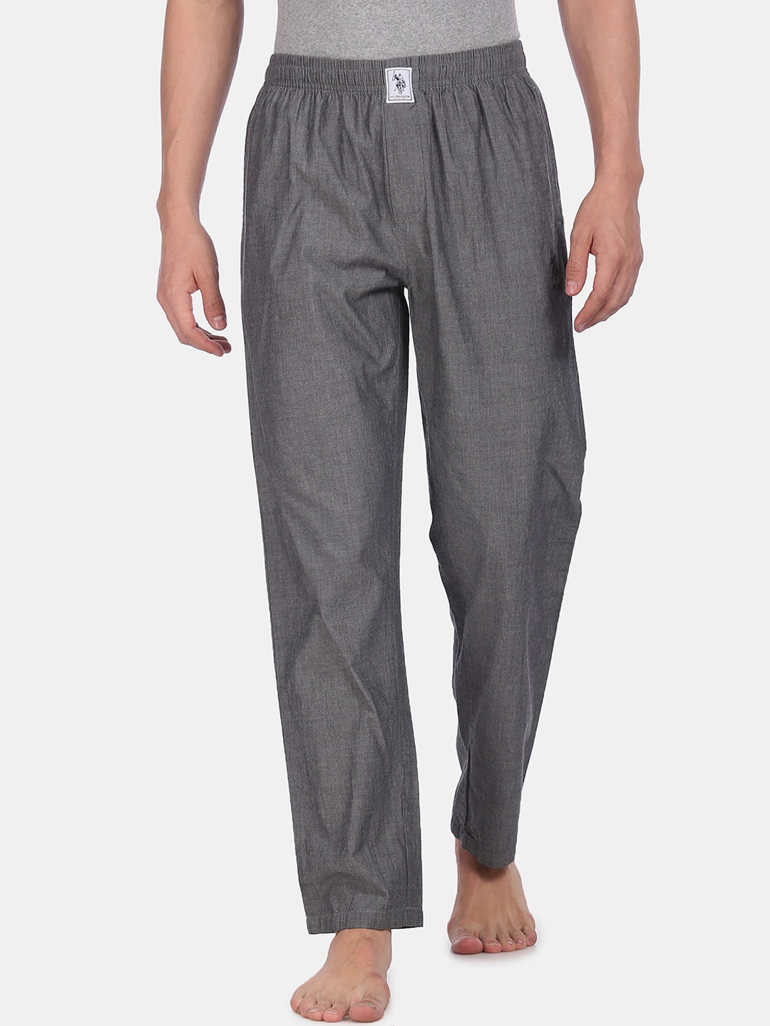 

U.S. Polo Assn. Men Grey Solid Cotton Lounge Pant