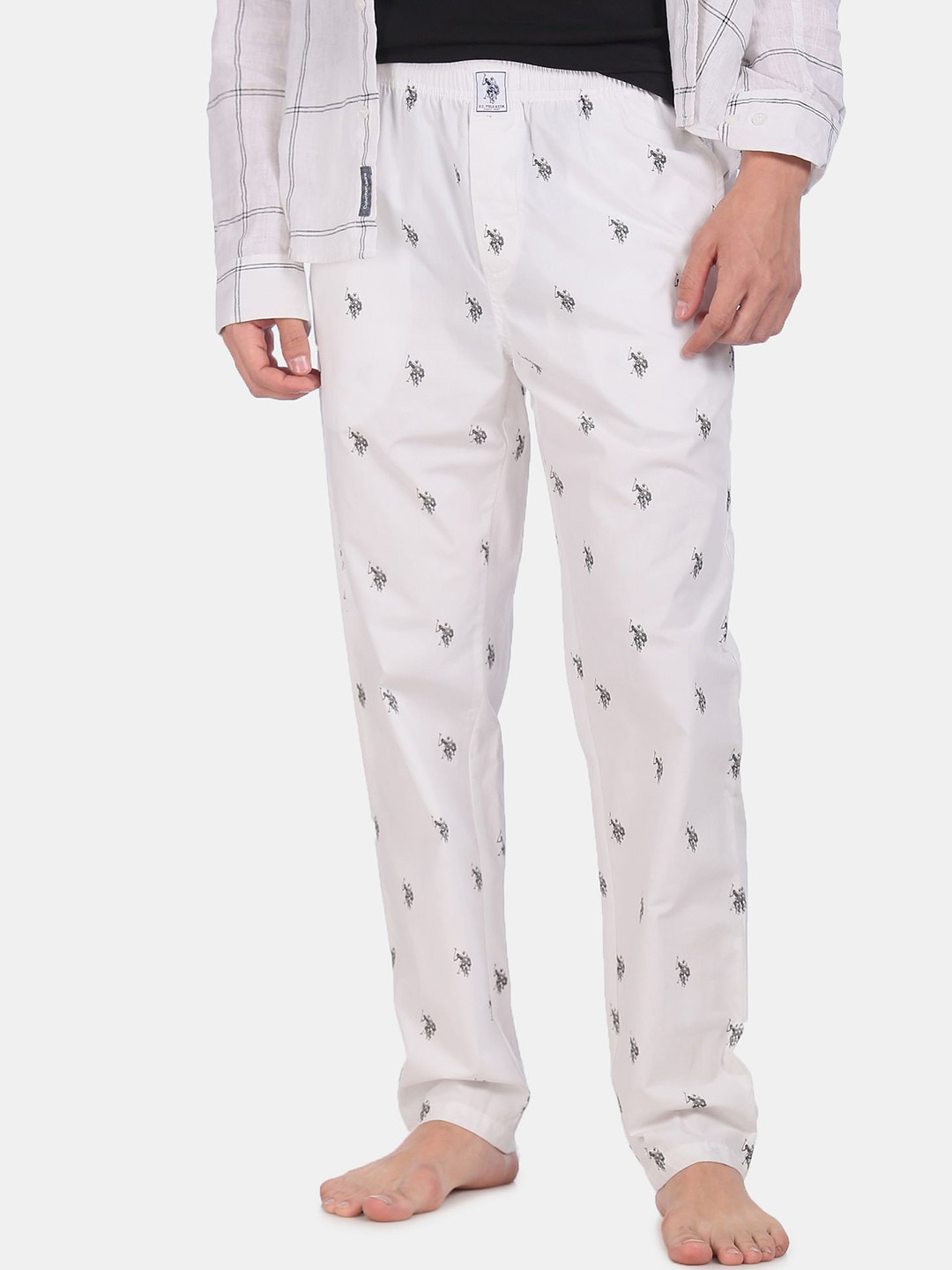 

U.S. Polo Assn. Men White & Black Printed Cotton Lounge Pant