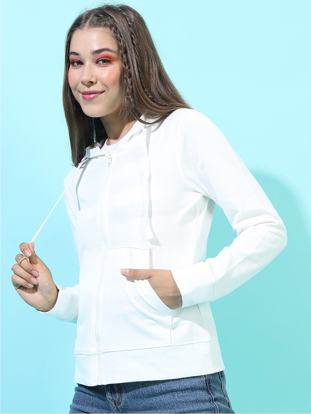 

Tokyo Talkies Women White Hooded Sweatshirt