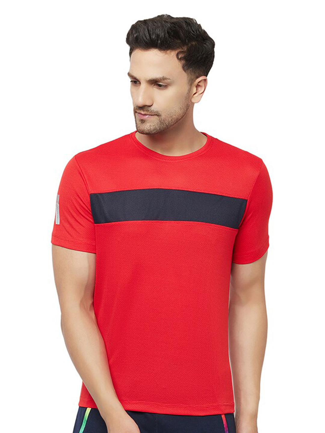 

ELEGANCE Men Red & rose madder Colourblocked T-shirt