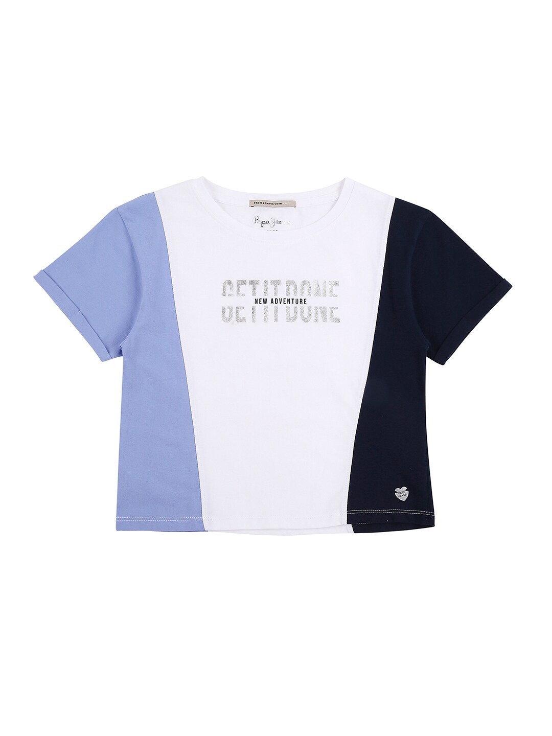 

Pepe Jeans Girls White & magnolia Colourblocked Applique T-shirt