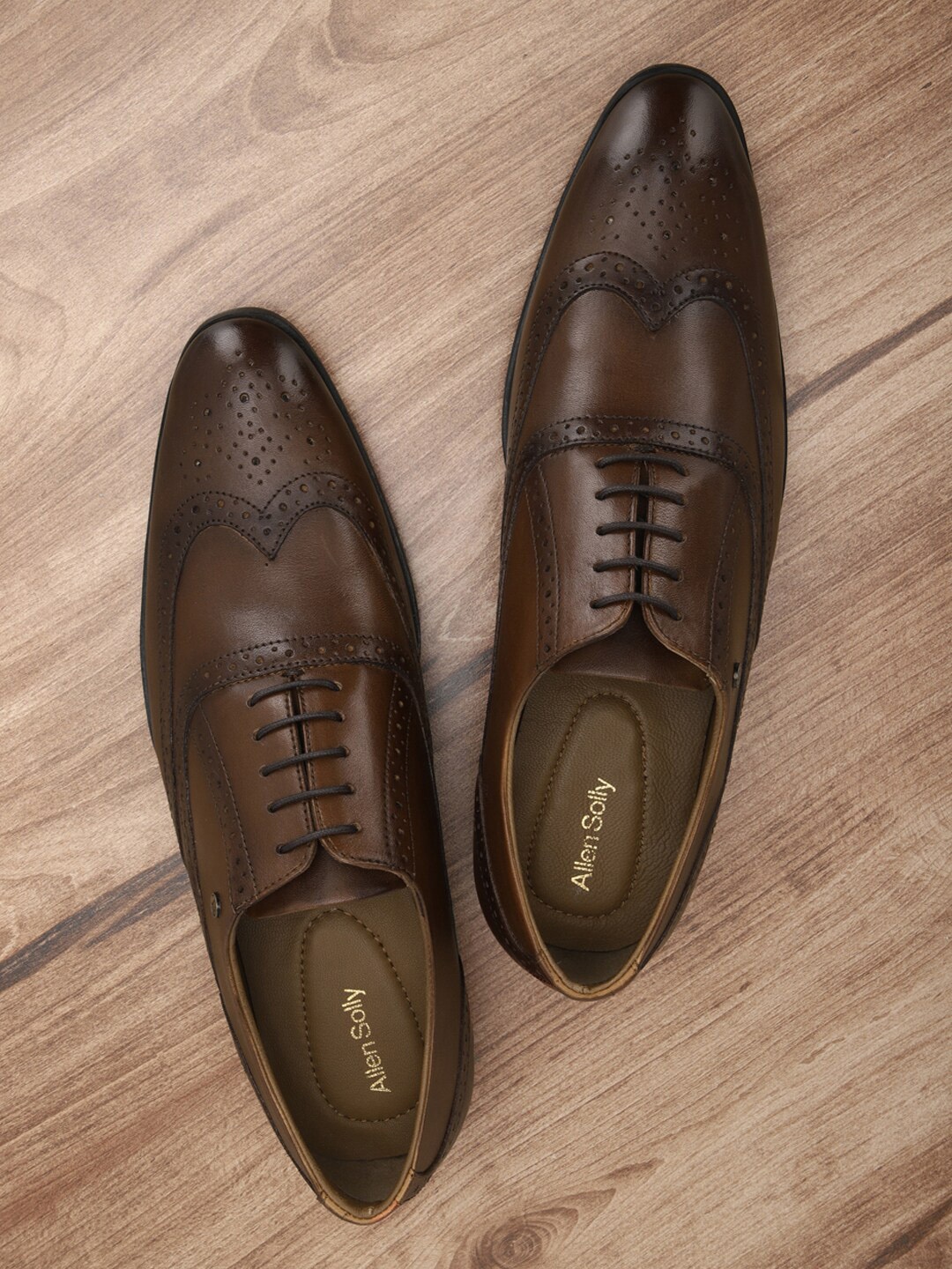 

Allen Solly Men Brown Textured Formal Brogues Shoes