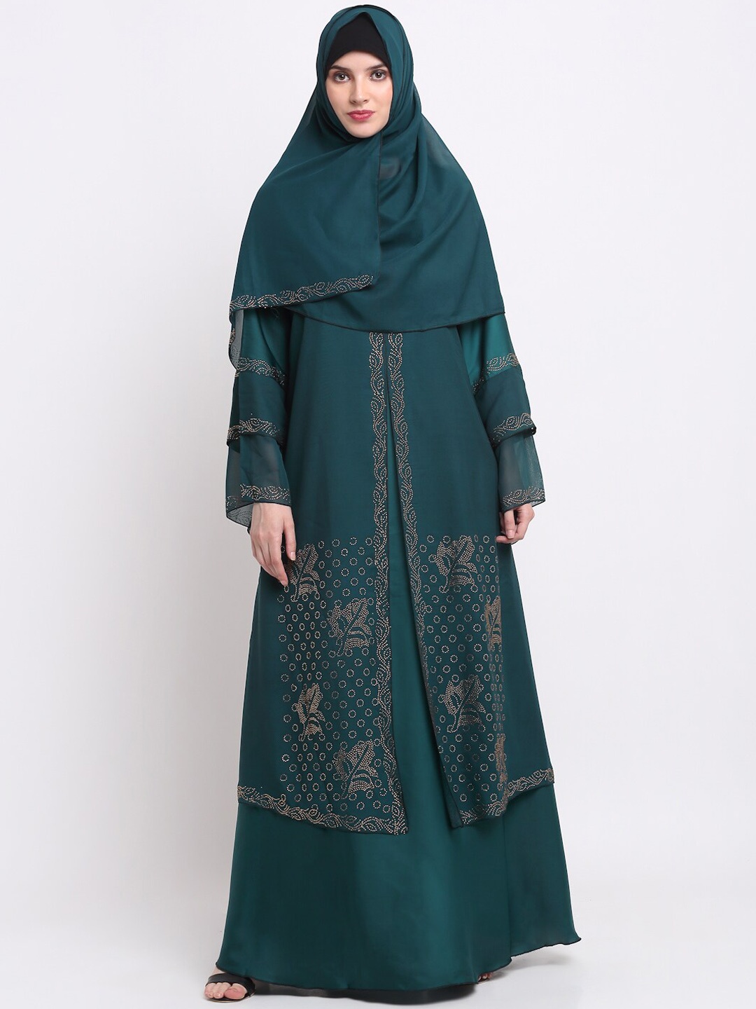 

KLOTTHE Women Green Embellished Burqas With Scarves