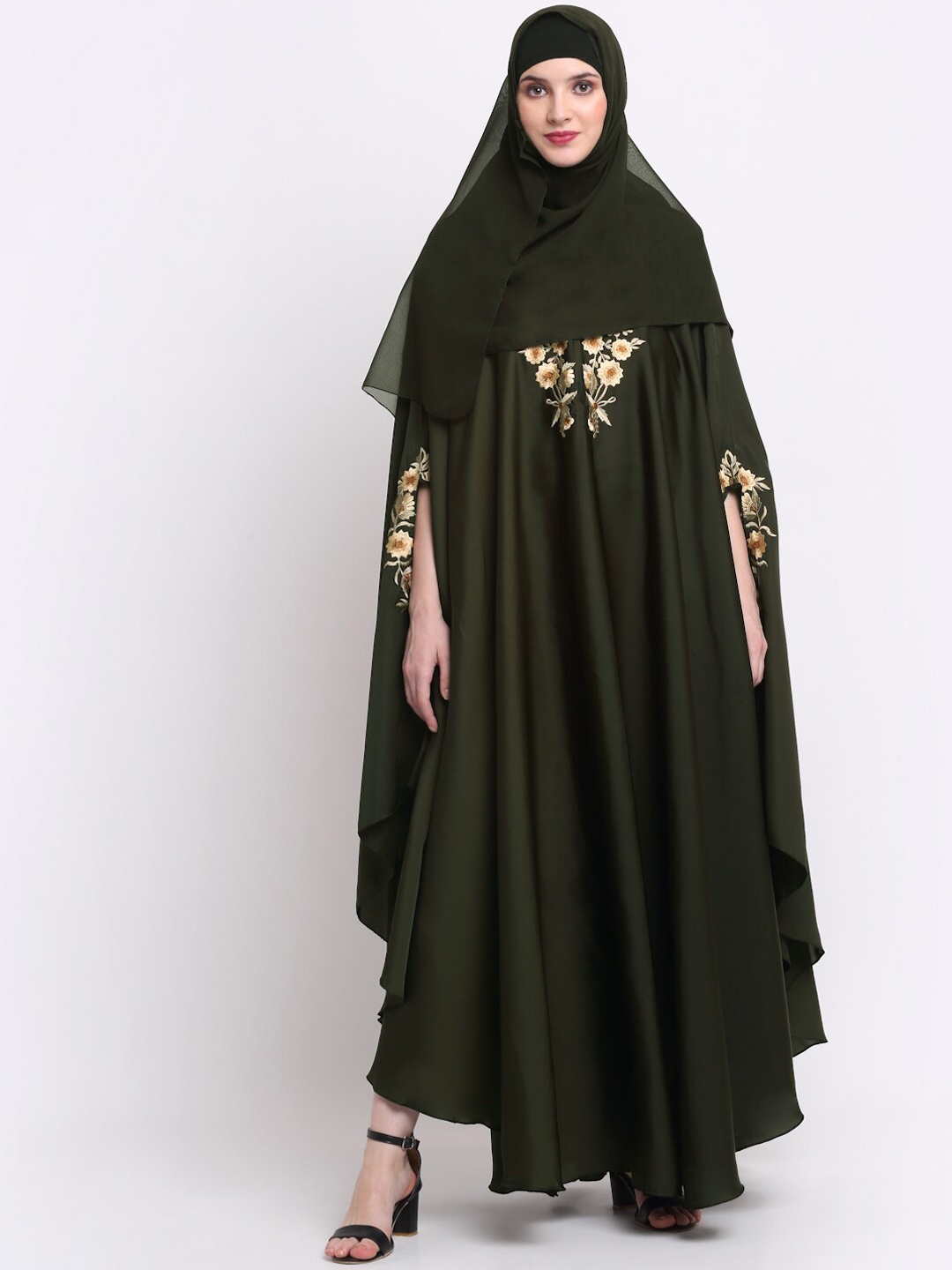 

KLOTTHE Women Olive Green Embellished Burqas With Scarves