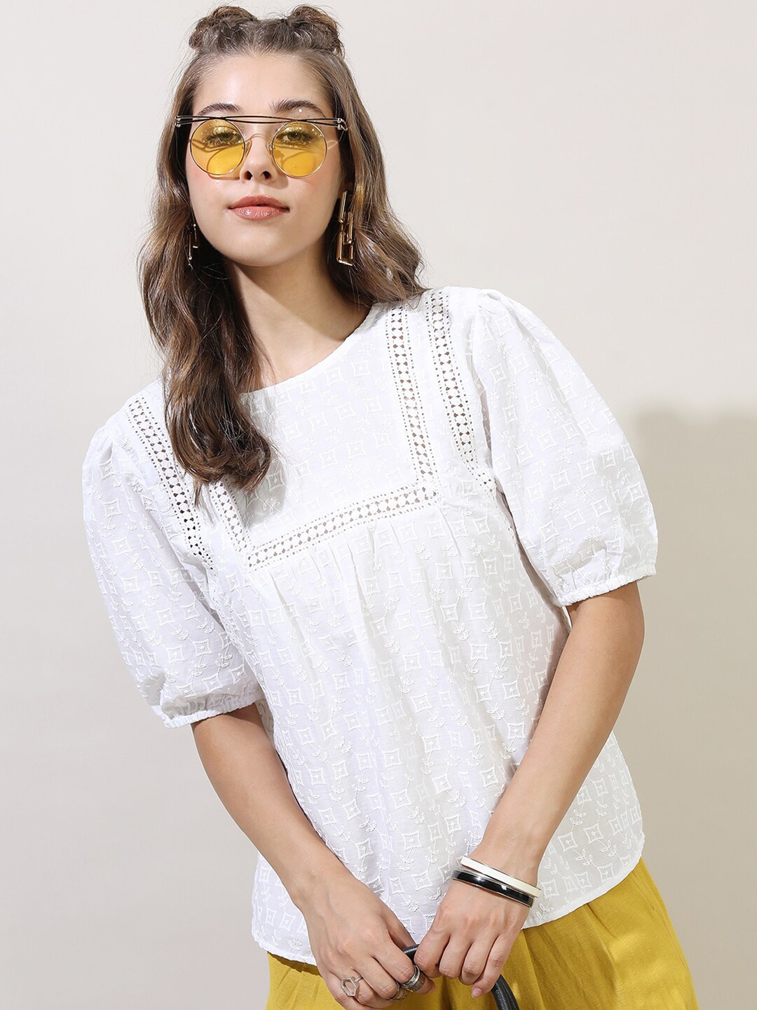 

Tokyo Talkies Off White Regular Top