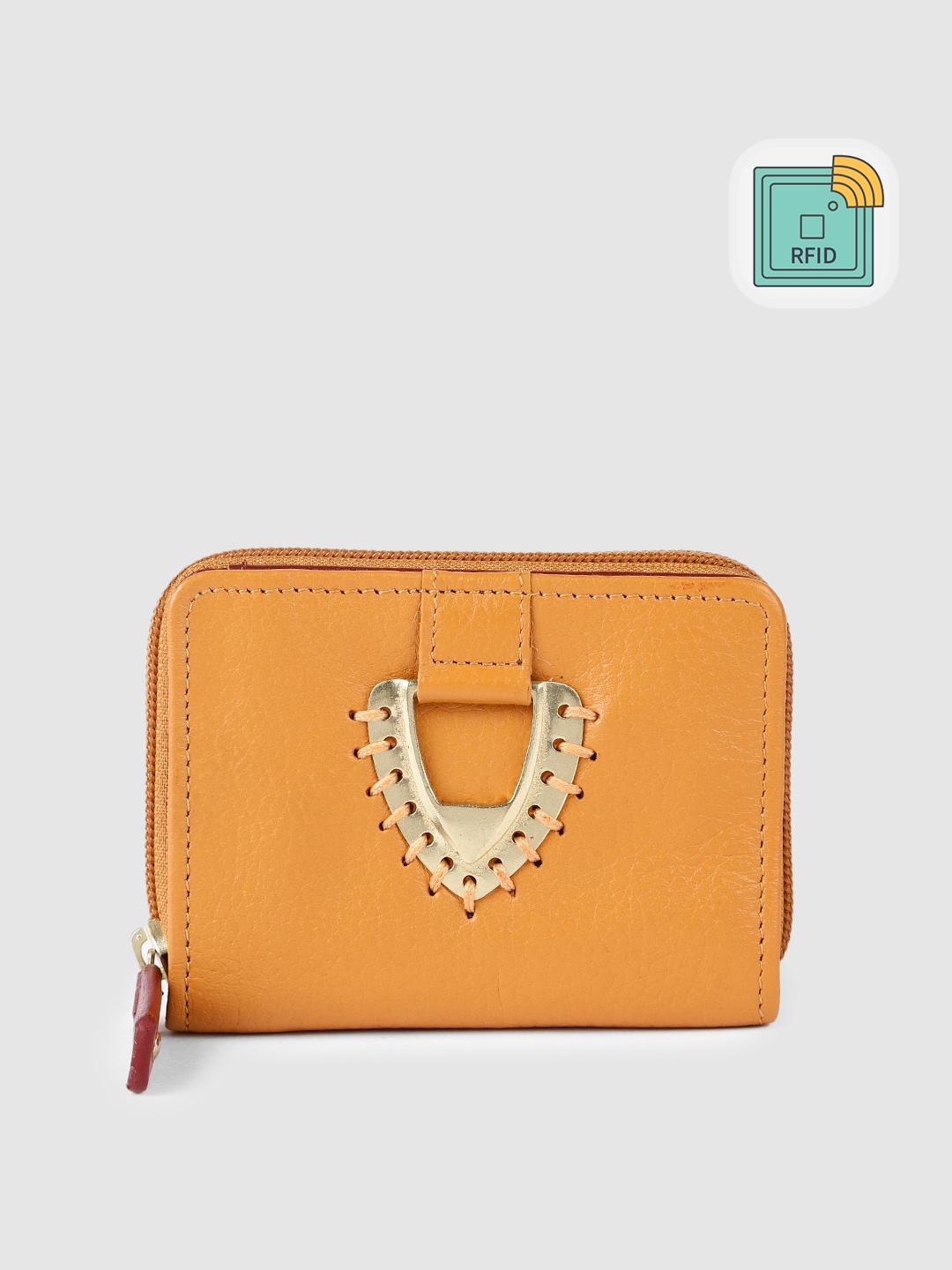 

Hidesign Women Mustard Leather Two Fold Wallet