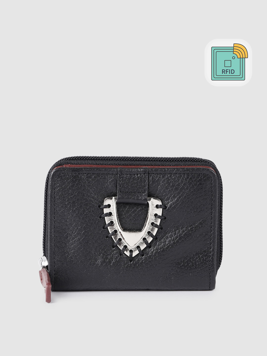 

Hidesign Women Black Leather Two Fold Wallet