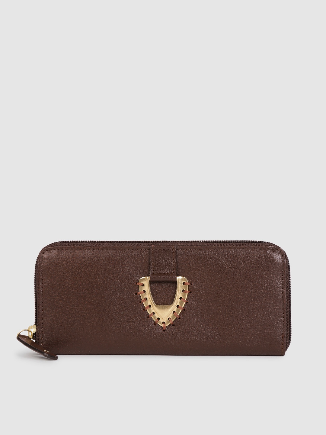 

Hidesign Women Brown Leather Zip Around Wallet