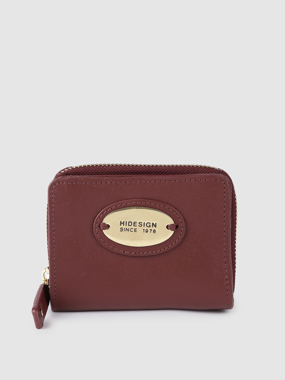 

Hidesign Women Red Leather Zip Around Wallet