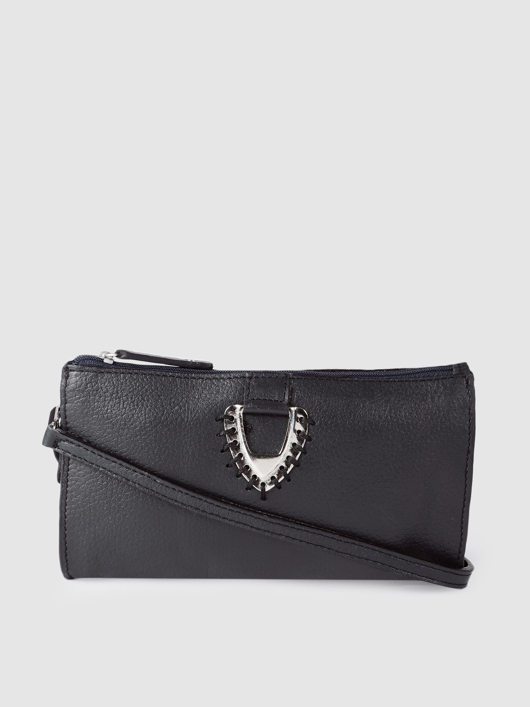 

Hidesign Women Navy Blue Leather Zip Around Wallet