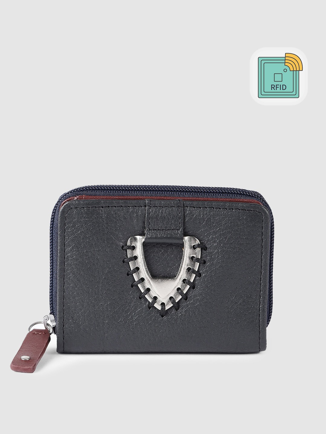 

Hidesign Women Navy Blue Leather Two Fold Wallet