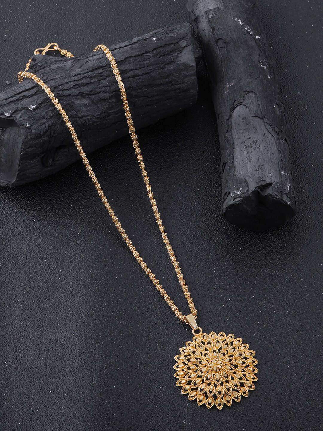

Brandsoon Men Gold-Toned Brass Gold-Plated Feather Chain