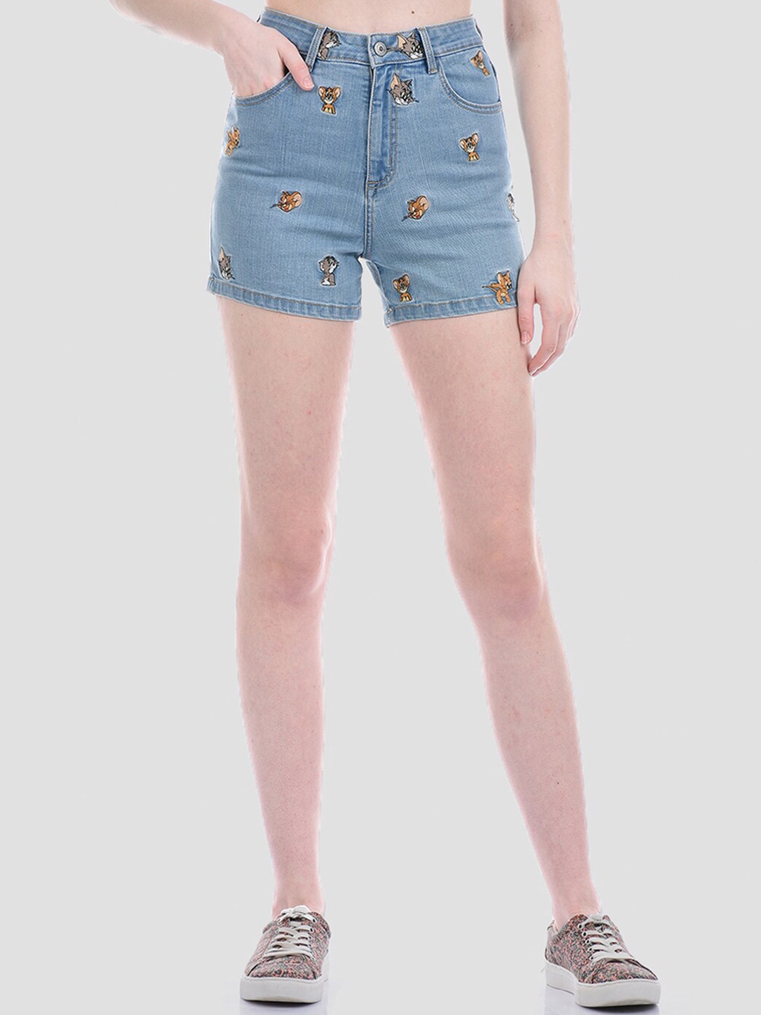 

Madame Women Blue Slim Fit Denim Shorts