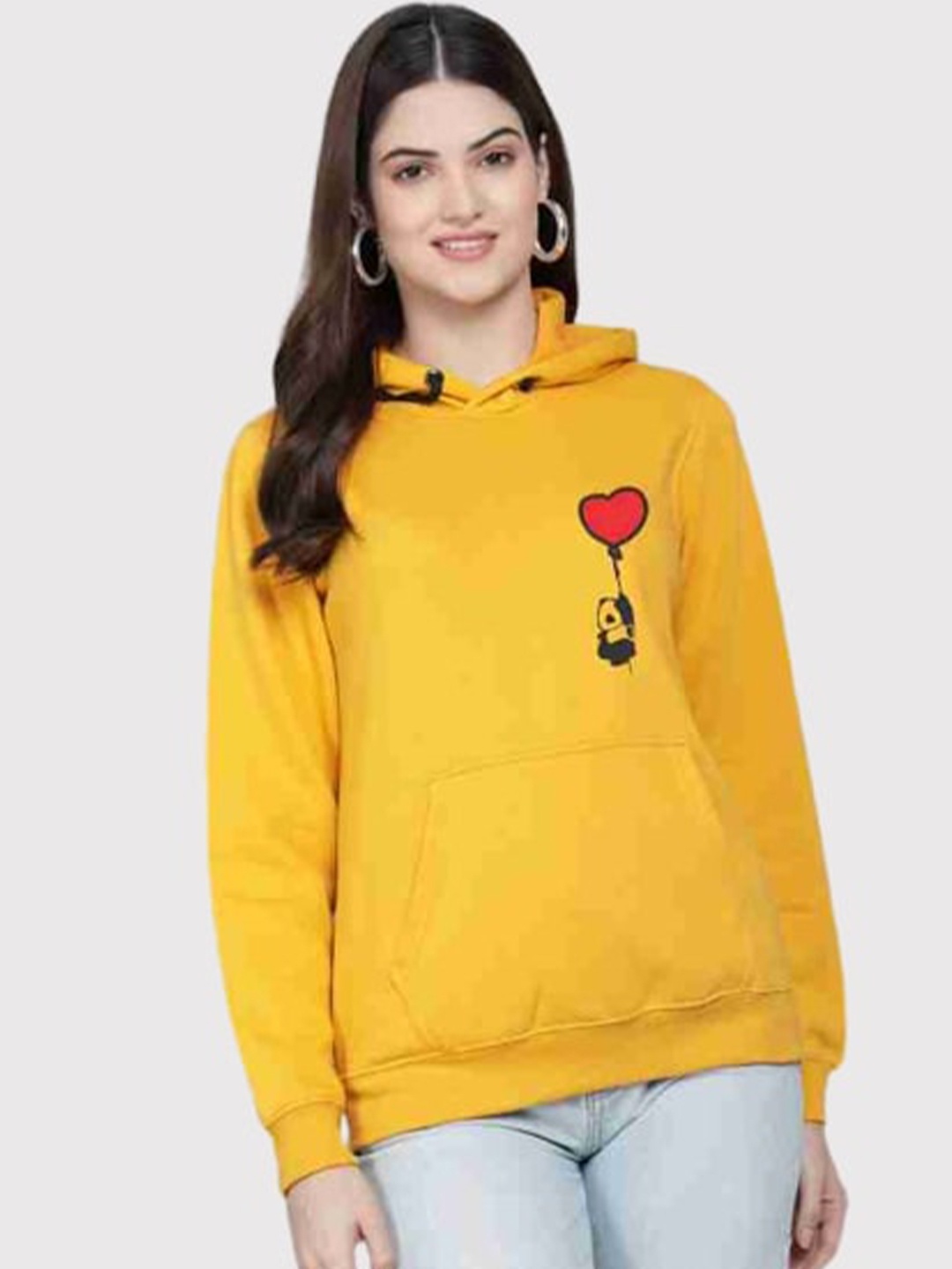 

PockMAN Women Mustard Hooded Sweatshirt